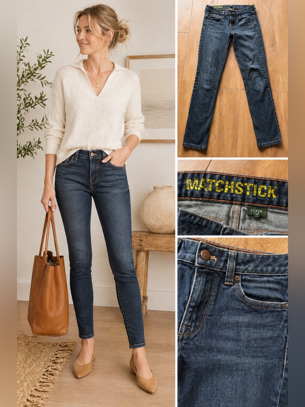 J.Crew Matchstick Women’s Stretch Jeans Size 27R Dark Wash‎ Skinny Denim